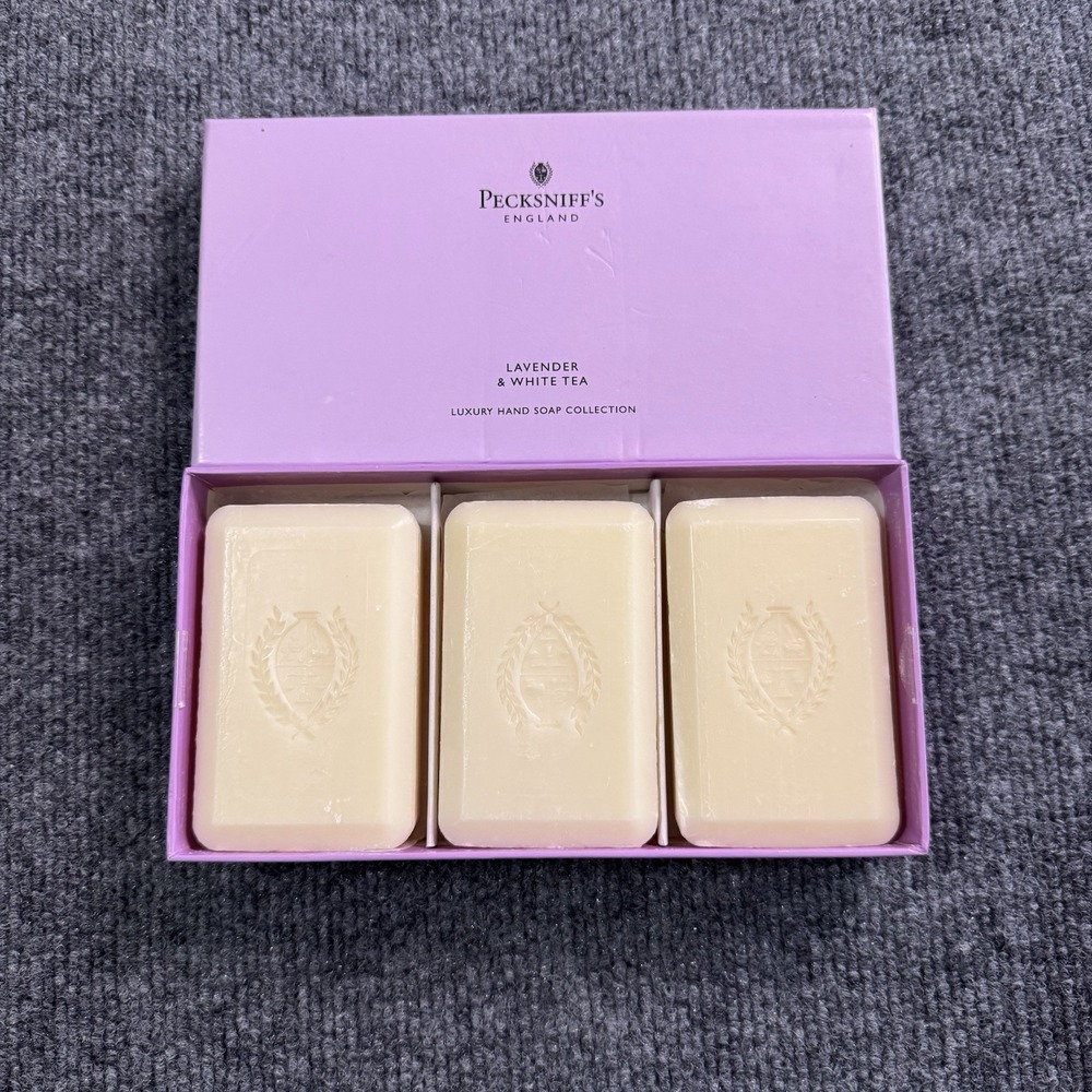 Pecksniff's‎ England Luxury Hand Soap Lavender White Tea (3) 3.5oz Bars